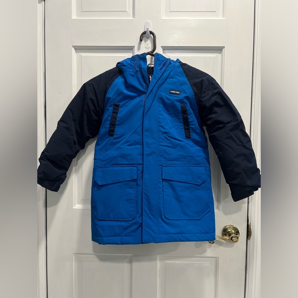 Lands' End Boys' Blue Hooded Winter Coat